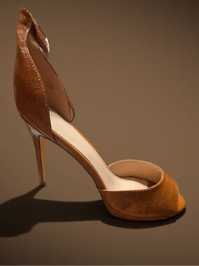 Women's Tan Open-Toe Stiletto Heel Pump